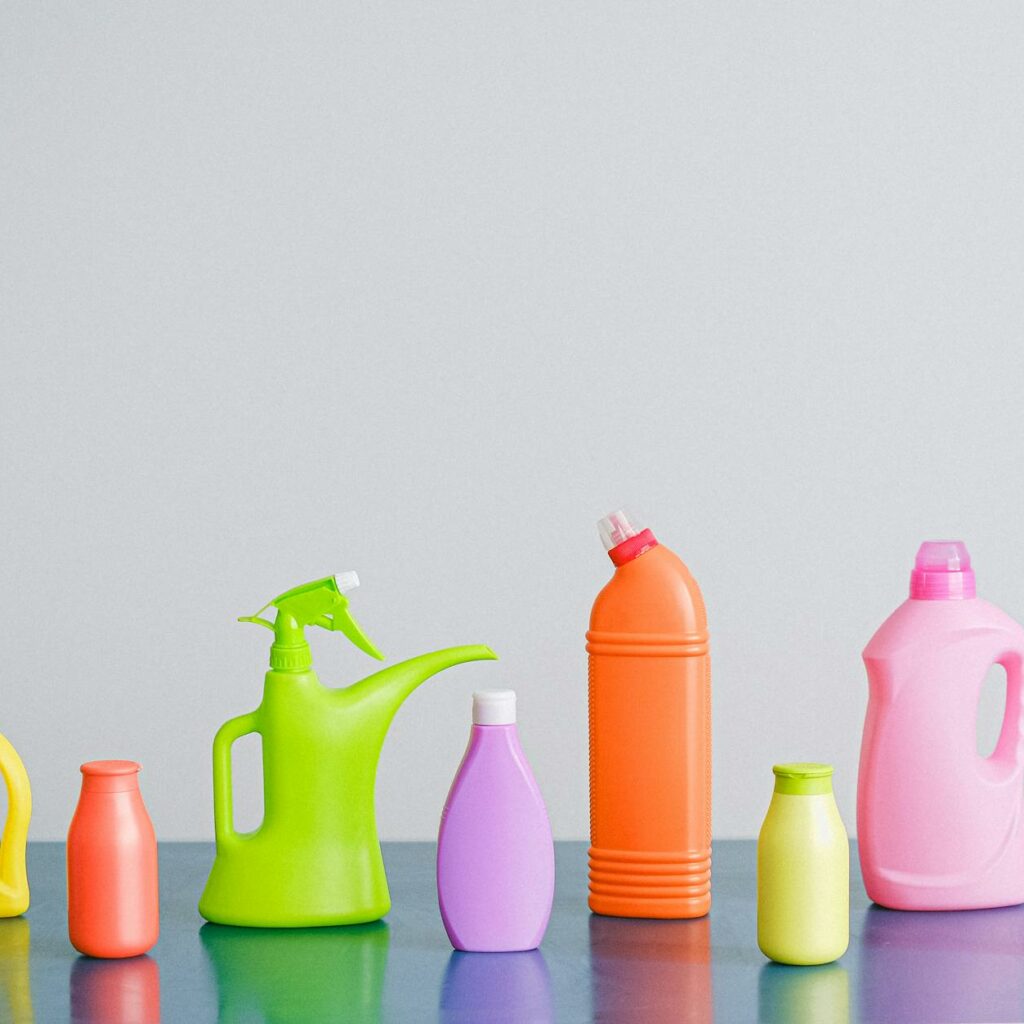 Composition of detergents on table